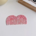 Pettine per capelli a denti larghi in acetato marmorizzato rosa e bianco con design a curva - Fiocco di Neve Rosa