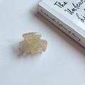 Mini-Haarklammer aus bernsteinfarbenem Acetat mit goldener Aufschrift, handgefertigt - Gelb