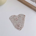 Fashionable heart-shaped acetate hair comb in creamy white marble with brown spots - Milk Coffee