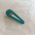 Pinza para el pelo de acetato en color verde azulado con clip de metal dorado para niñas - Cian