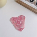 Pink marble heart-shaped cellulose acetate hair comb with fine anti-static teeth - Pink Snowflake