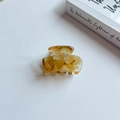 Mini-Haarklammer aus Acetat mit Schildpatt-Muster und handgefertigter Frankreich-Gravur - Bernstein