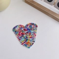 Confetti pattern heart-shaped acetate hair comb for women with colorful finish - Colorful Terrazzo Pattern