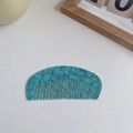 Semicircle tortoise shell hair comb with turquoise marble texture acetate finish - 12cm x 5.5cm / Lake Blue