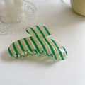 Pinza para el pelo a rayas verdes y beige para el peinado diario de las mujeres - 1# Verde Colorido