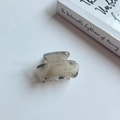 Mini gray marble acetate hair claw clip with France handmade lettering on white background - Gray