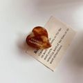 Detail of handmade amber tortoise shell heart hair clip with France engraving - 3# Caramel Amber Heart Style (2.5cm)