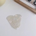 Chic heart-shaped cellulose acetate hair comb in a creamy white pearlescent finish - Pearl White