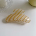 Pinza para el pelo con rayas crema y amarillas en acetato suave y elegante - 4# Amarillo Colorido