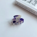 Purple gradient marble acetate mini hair claw clip with France Handmade engraving - Purple
