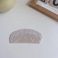 Semicircular acetate hair comb with fine teeth in marble lavender and cream finish - 12cm x 5.5cm / White