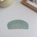 Acetate hair comb in light blue marble pattern, semi-circular anti-static styling tool - 12cm x 5.5cm / Cyan