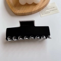 Franse stijl grote zwart-witte rechthoekige haarklem, elegante haarclip voor dames - 10.5x4.5cm / Zwarte Rechthoekige Stijl
