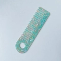 Acetate wide-tooth comb with mint green and beige marble pattern and hanging hole - Acetate 15cm*4cm / Cyan (12#)