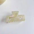 Pinza para el pelo iridiscente en crema y verde de acetato con diseño geométrico - Pinza cuadrada