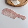 Pettine in acetato rosa marmorizzato con design antistatico a denti larghi e manico - 13.5x4.2x0.4cm / Rosa