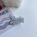 Lindo pasador de pelo de conejo gris con textura de mármol y detalles de orejas azules - Conejo