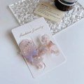 Graziosa clip per capelli a forma di barboncino in acetato rosa con fiocco viola - Rosa