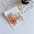 Fermaglio per capelli a forma di barboncino rosa marmorizzato con fiocco arancione - Viola Metallico