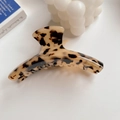 Elegant amber tortoiseshell acetate hair claw clip with La France logo for thick hair - 6# Light Leopard Print