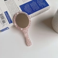 Pink acetate hand mirror with pearlescent frame texture and retro handheld design - 12.5cm*5.8cm / Pink