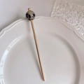 Elegant gold metal hair pin featuring a tortoiseshell pattern resin ball accent - Rotating Ball-Light Leopard Print