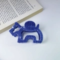 Blue acetic acid dog hair claw with tweed pattern and hollow animal silhouette design - Denim Blue Dog