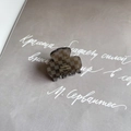 Brown and gray checkerboard acetate hair claw clip with golden La France logo - Mini Claw (3.5cm x 2.7cm)