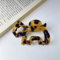 Cute tortoise shell acetate elephant hair claw clip for elegant bun hairstyles - Large Leopard Elephant