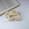 Elegant cream marble patterned acetate hair claw clip with hollow wave design - Large Beige Marble