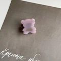 Detailed view of handmade pink acetate bear hair claw clip with France Handmade logo - Translucent Light Pink Bear Style