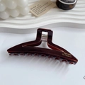Pinza per capelli marrone scuro in acetato, design a triangolo con etichetta dorata - 11.3x4.5cm / Caffè Scuro