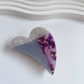 Elegant heart-shaped hair claw with tricolor marble patterns in blue and lilac finish - 8.5cm*5.3cm / White Purple