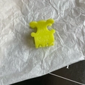 Neon yellow acetate hair claw clip with embossed lettering and triomphe icon design - Small / Yellow