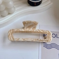 French style milk tea marble acetate hair claw clip with gold engraving detail - 9.8cm*4.3cm / Beige