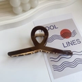 Minimalist large shark hair claw clip in dark coffee brown finish with metal spring - Large 12cm / Brown
