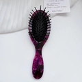 Elegant purple marble textured hairbrush with anti-static air cushion and massage bristles - Red Purple