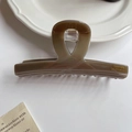 Large tortoiseshell hair claw clip in olive green finish with gold script lettering - Light Coffee