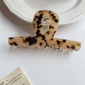Classic leopard pattern acetate hair claw clip with French style Barrette La France text - Light Leopard