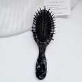 Hair massage air cushion comb with elegant black and white marble texture pattern - Black and White Marble