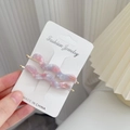 Pink and blue gradient marble wave hair clips set with acetate finish on white display card - Pink Purple