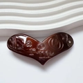 Fermaglio a cuore color cioccolato con incisione LaromOI e dettaglio in cristallo - Marrone