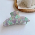 Elegant tortoiseshell acetate hair claw clip with colorful marble pattern in lavender and mint - 12# Floral Cyan Purple