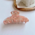 Pink and white marble acetate hair claw clip with vintage floral pattern for women - 13# Floral Pink