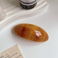 Handmade amber tortoiseshell acetate hair clip with golden France Handmade logo - Caramel color