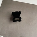 Polished black acetate bear-shaped hair claw with gold France Handmade lettering - Black Bear Shape Style