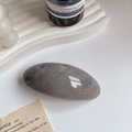 French style grey marble acetate barrette with gold handmade engraving for women - Gray