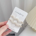French handmade cream wave acetate hair clips set for women on white display card - White