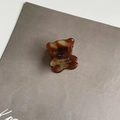 Miniature bear-shaped hair claw clip in brown tortoiseshell acetate with gold lettering - 19# Caramel Tortoise Bear Style (2.5cm)