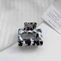 Square hollow hair claw clip with black and white acetate marble texture - 5.2cm*4.2cm